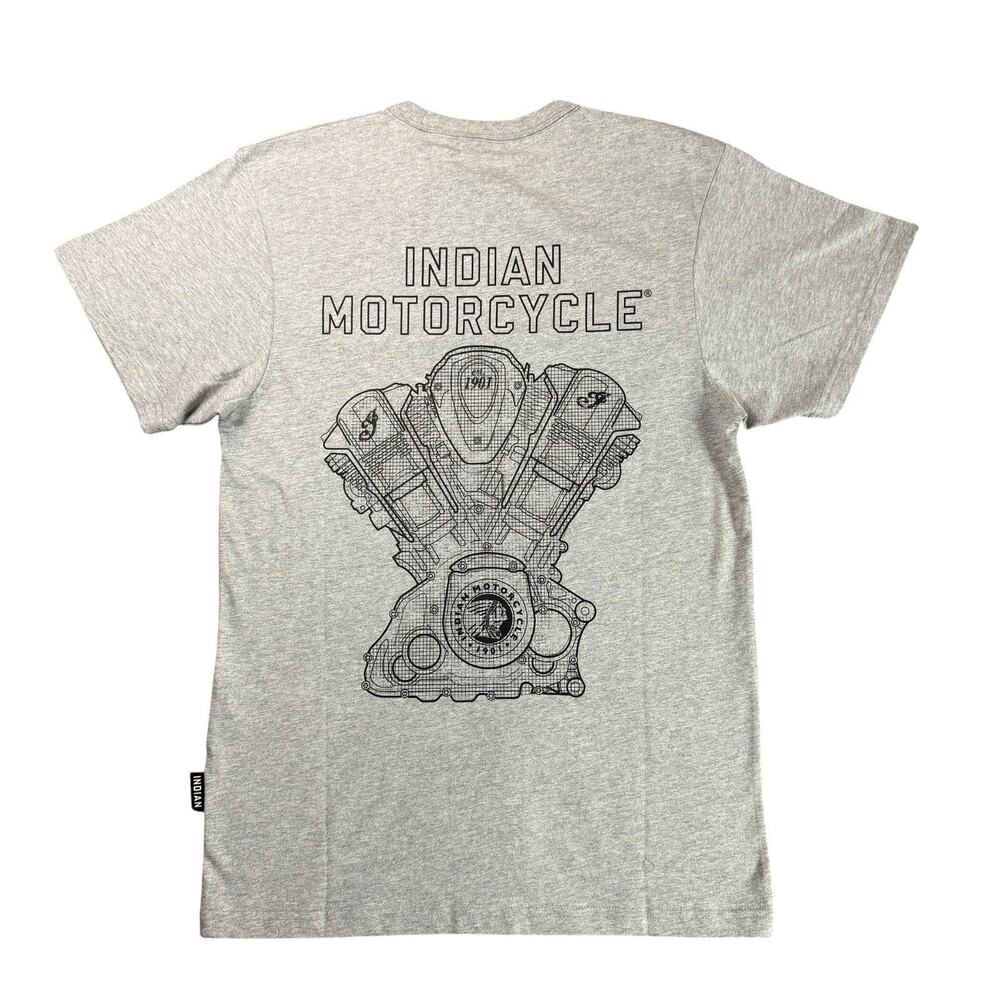 Indian Motorcycles T-Shirt Short Sleeve Gray Engine Tee Logo Mens Size Small NWT